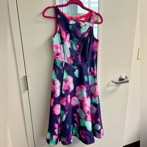 Kate Spade Olivia Jumbo Floral Watercolor Fit & Flare Dress Womens Size 4